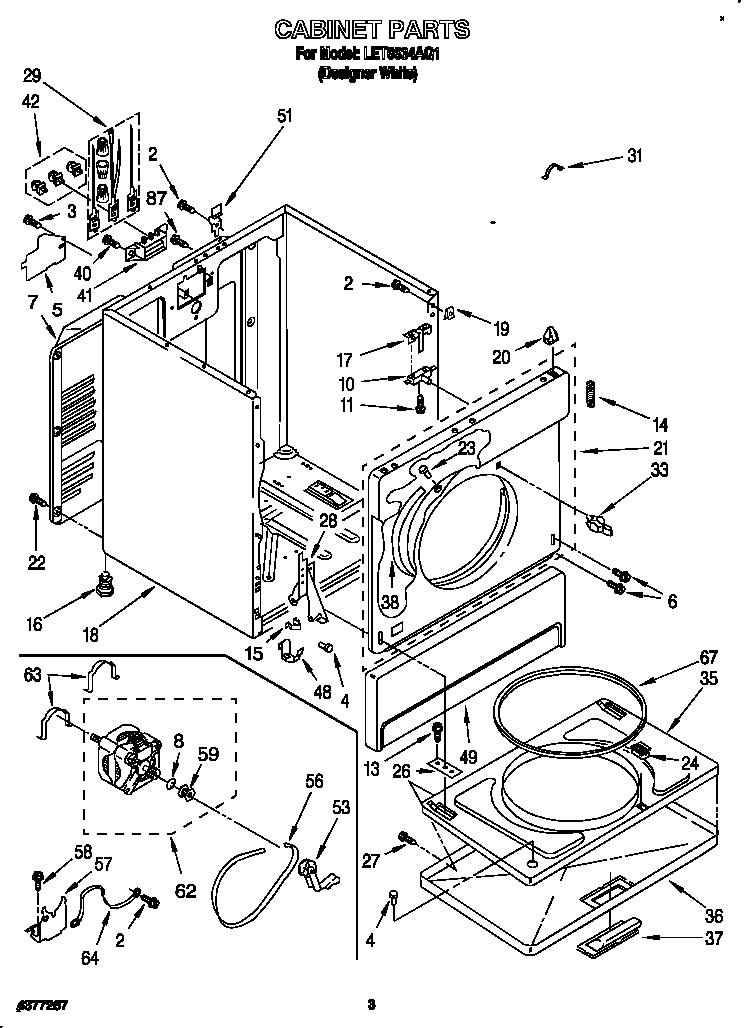 Whirlpool LET6634AQ1 cabinet diagram