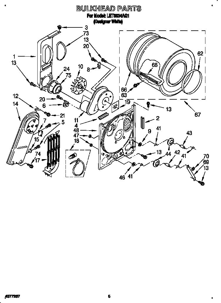Whirlpool LET6634AQ1 bulkhead diagram