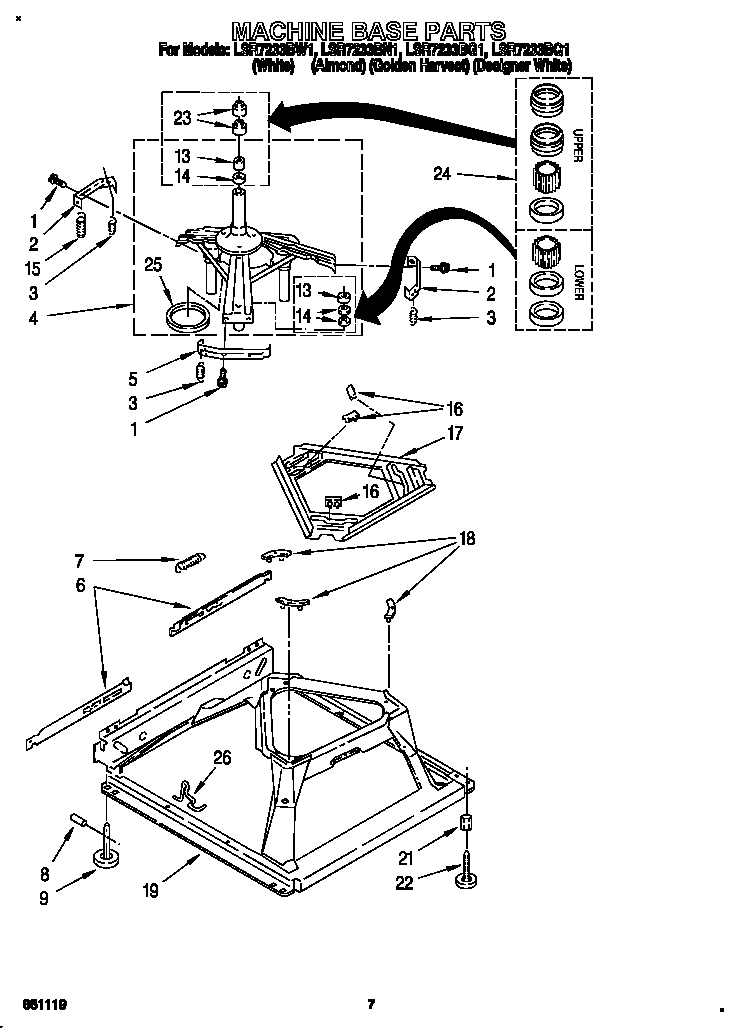Whirlpool LSR7233BN1 machine base diagram