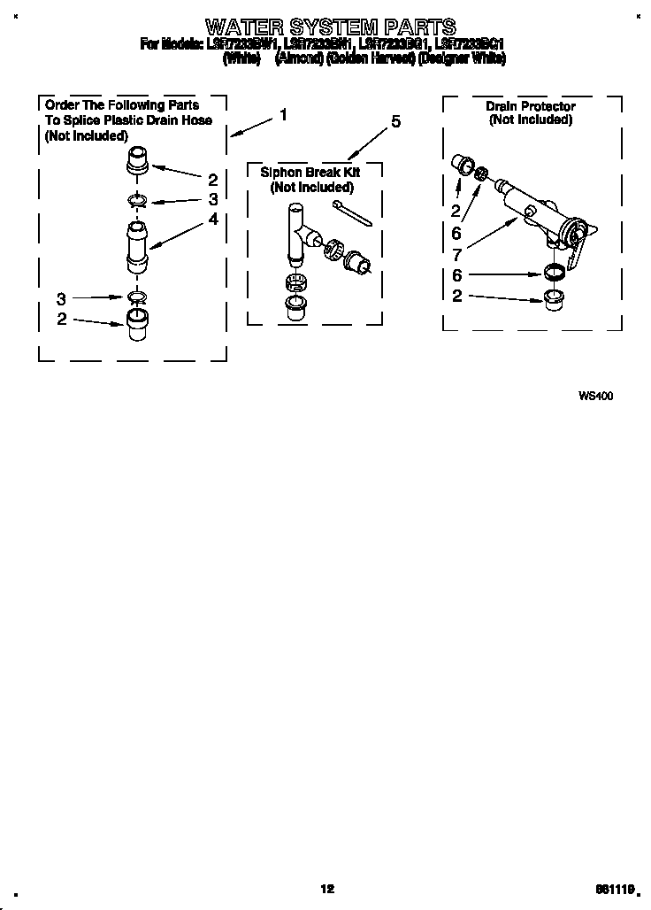 Whirlpool LSR7233BN1 water system diagram