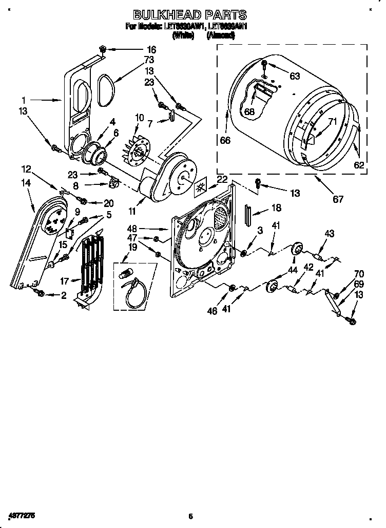 Whirlpool LET6638AW1 bulkhead diagram