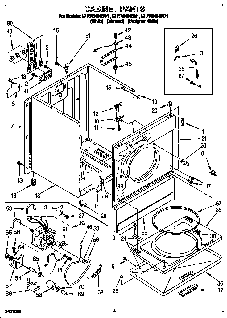 Whirlpool GLER5434BQ1 cabinet diagram