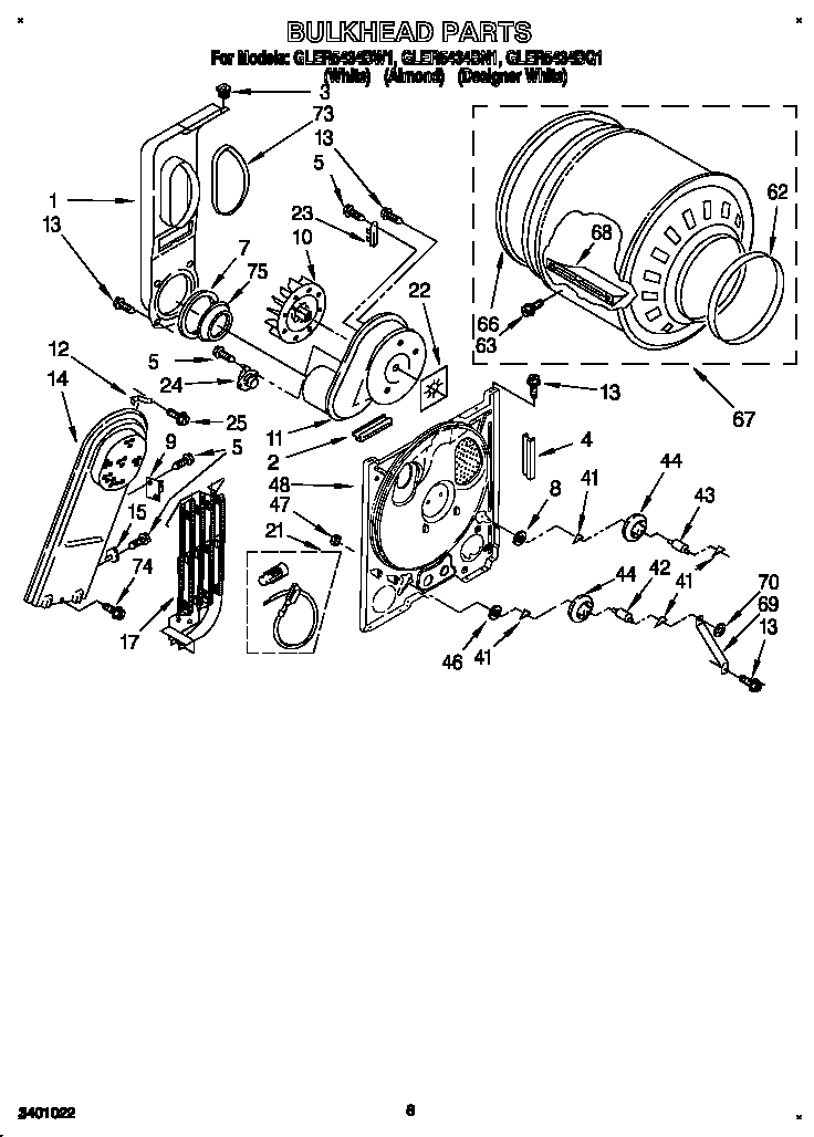 Whirlpool GLER5434BQ1 bulkhead diagram