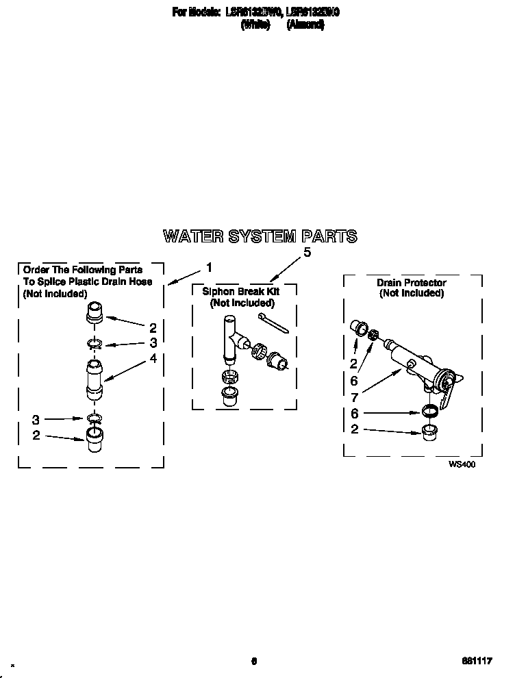 Whirlpool LSR6132BN0 water system diagram