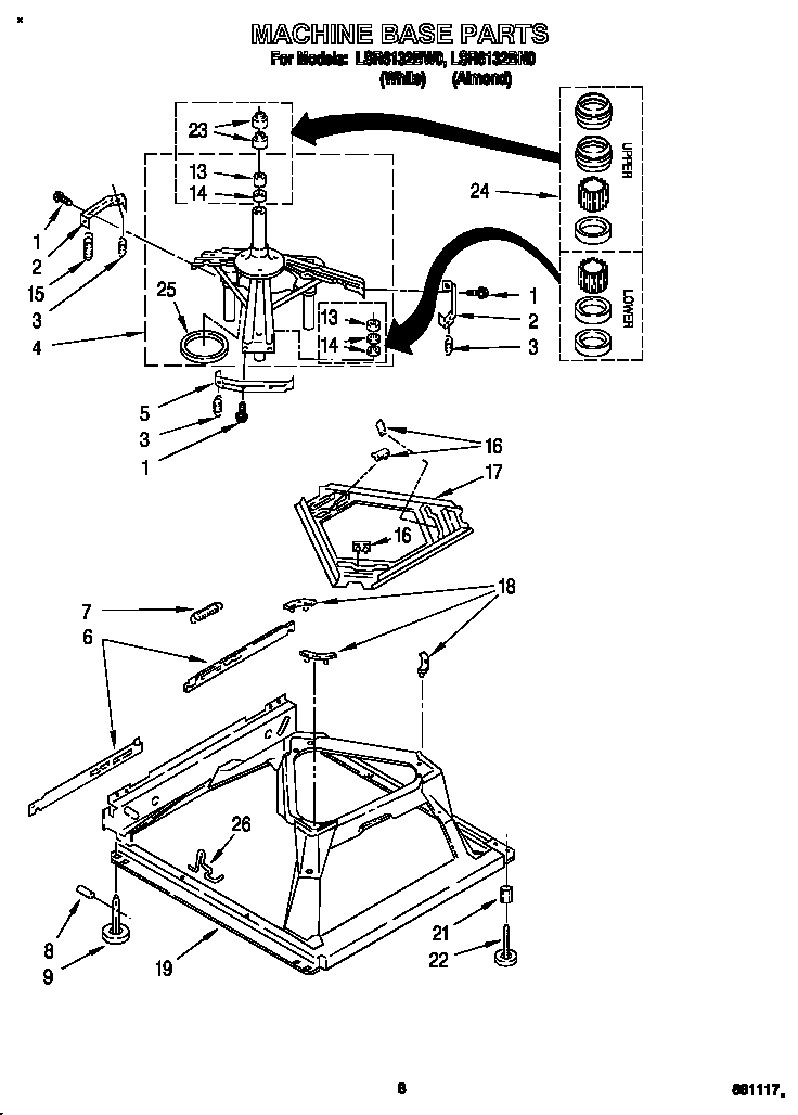 Whirlpool LSR6132BN0 machine base diagram
