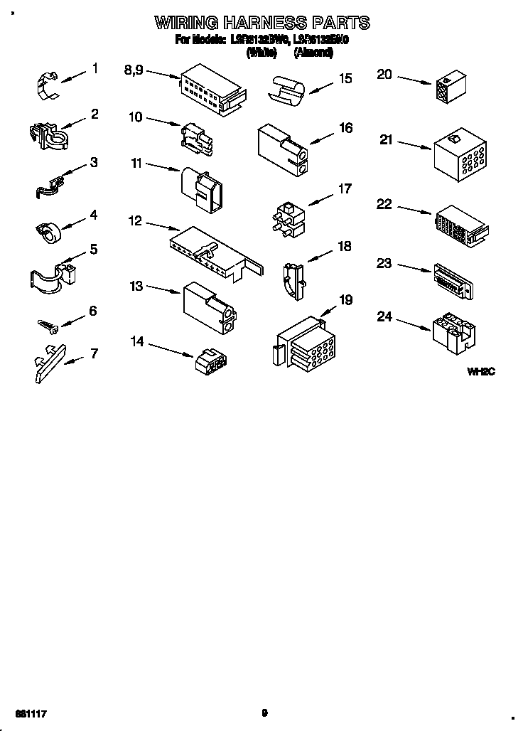 Whirlpool LSR6132BN0 wiring harness diagram