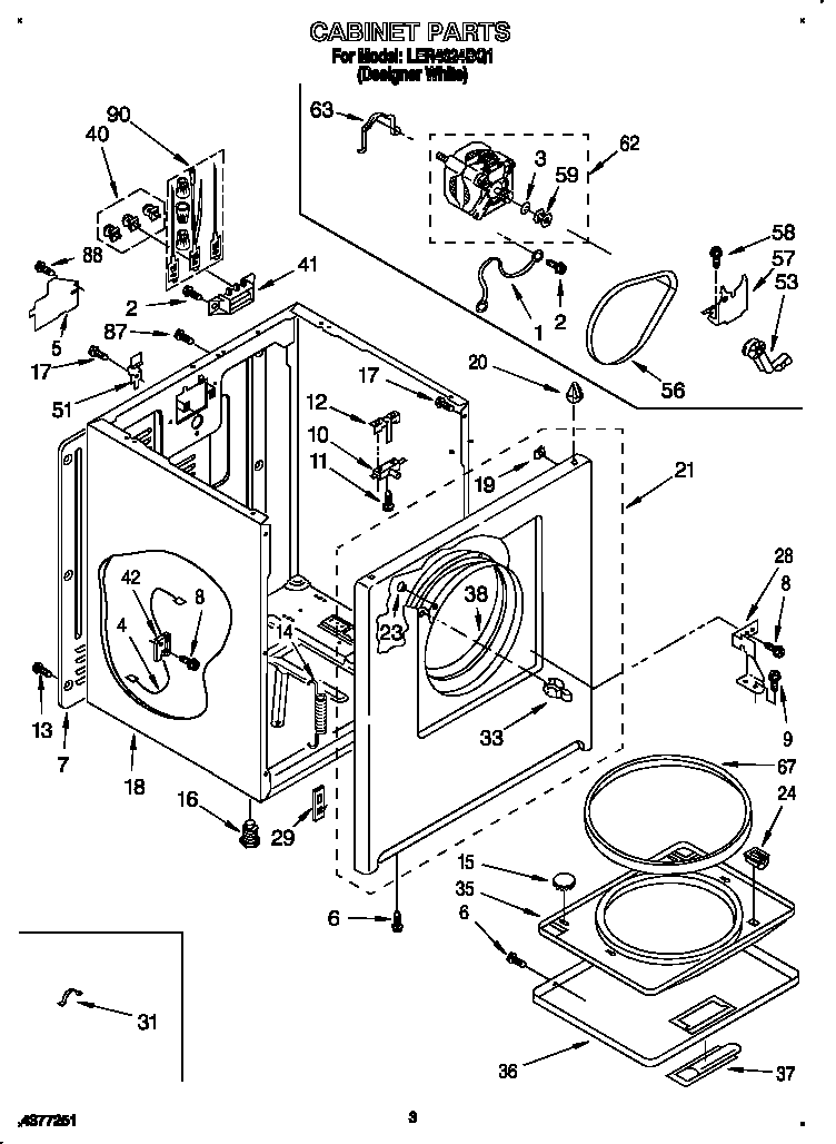 Whirlpool LER4624BQ1 cabinet diagram