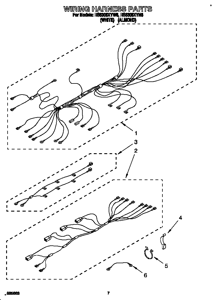Whirlpool RS6305XYW6 wiring harness diagram