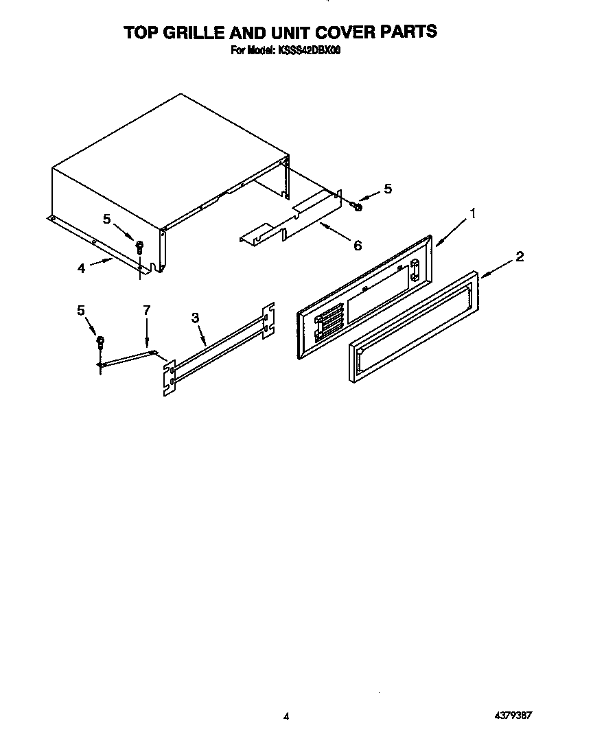 KitchenAid KSSS42DBX00 top grille and unit cover diagram