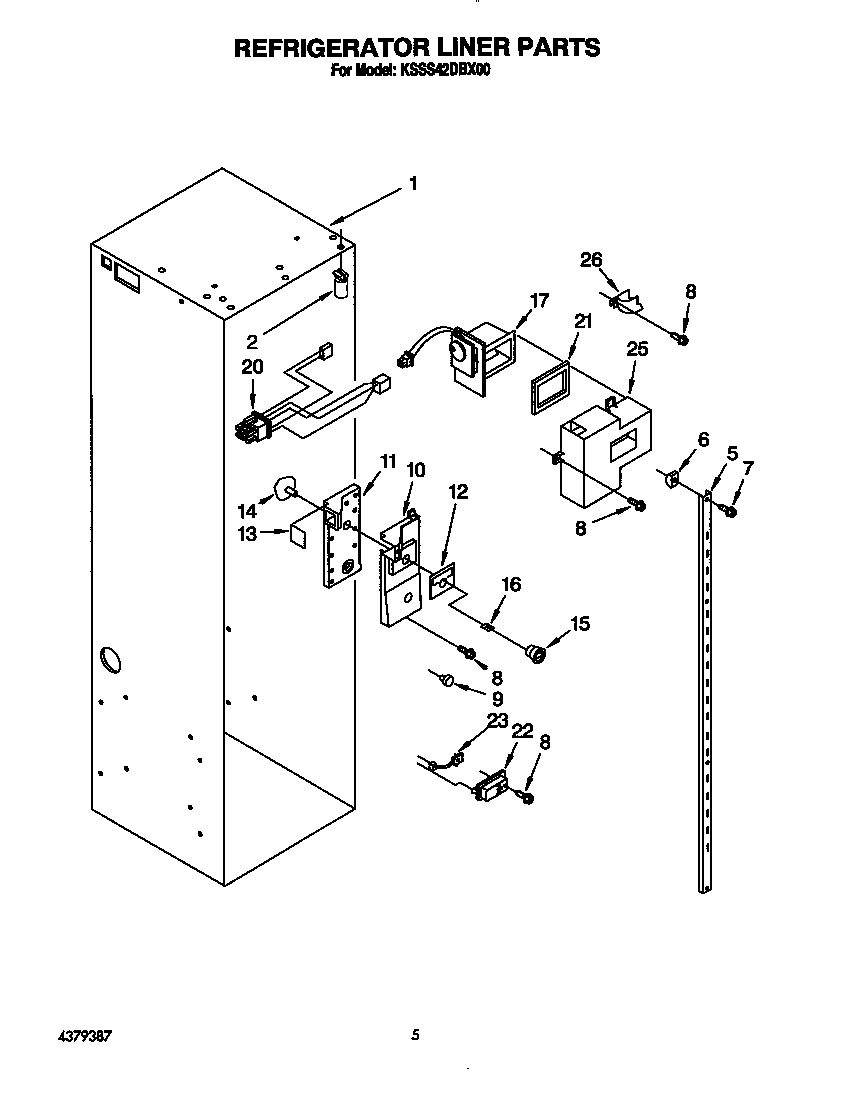 KitchenAid KSSS42DBX00 refrigerator liner diagram