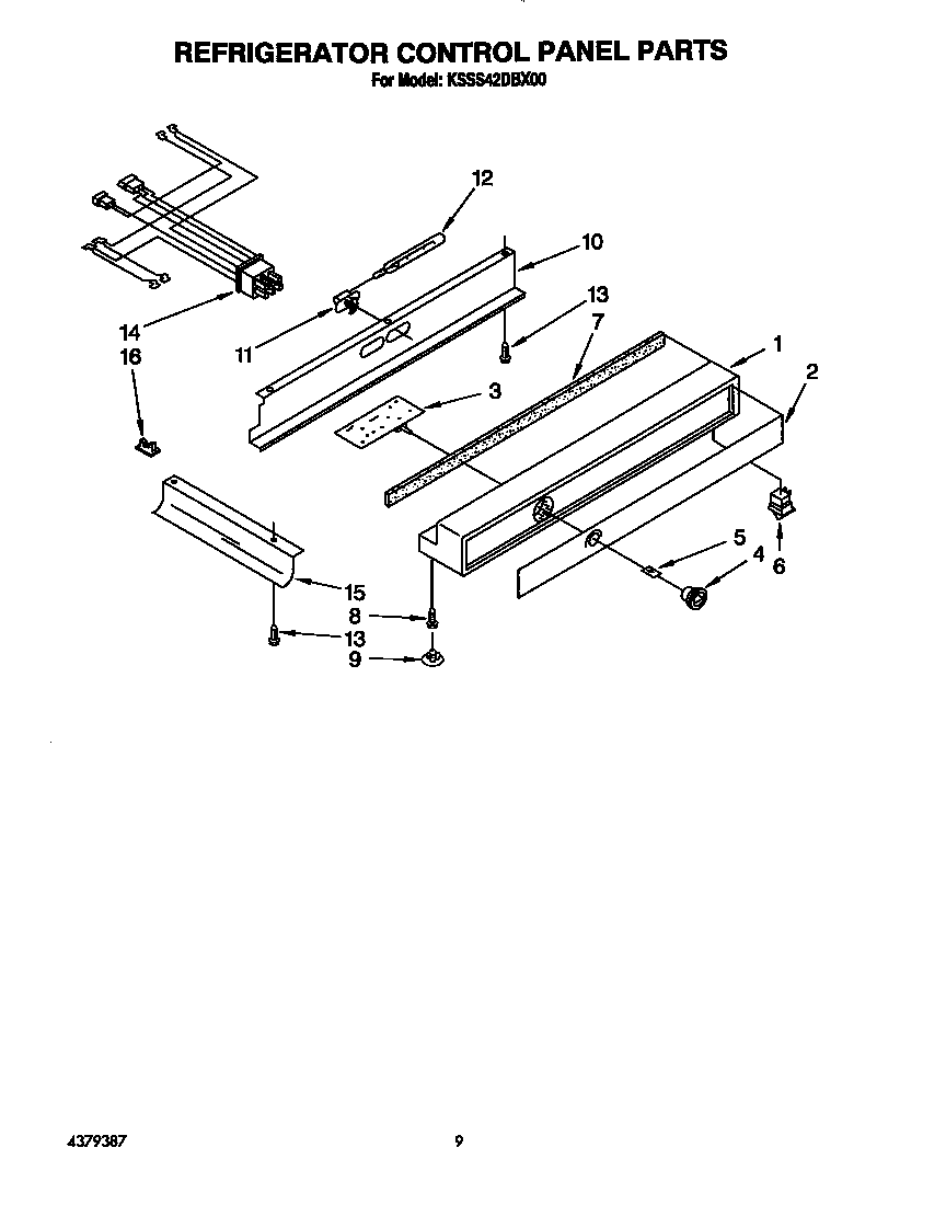 KitchenAid KSSS42DBX00 refrigerator control panel diagram