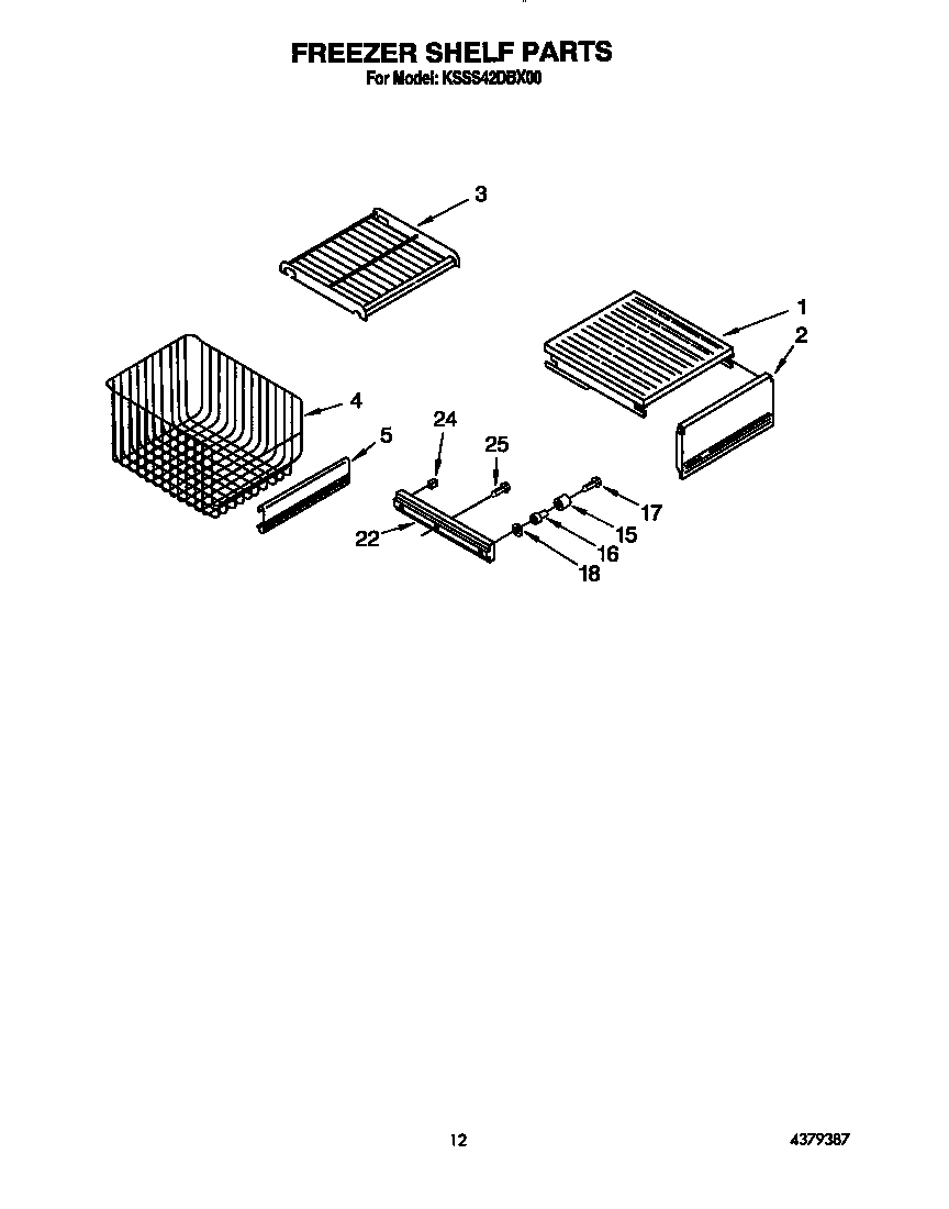 KitchenAid KSSS42DBX00 freezer shelf diagram