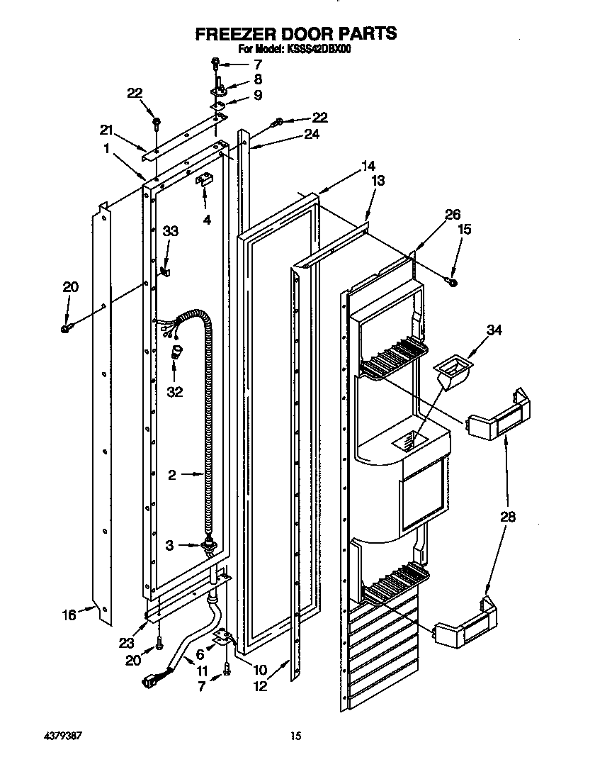 KitchenAid KSSS42DBX00 freezer door diagram