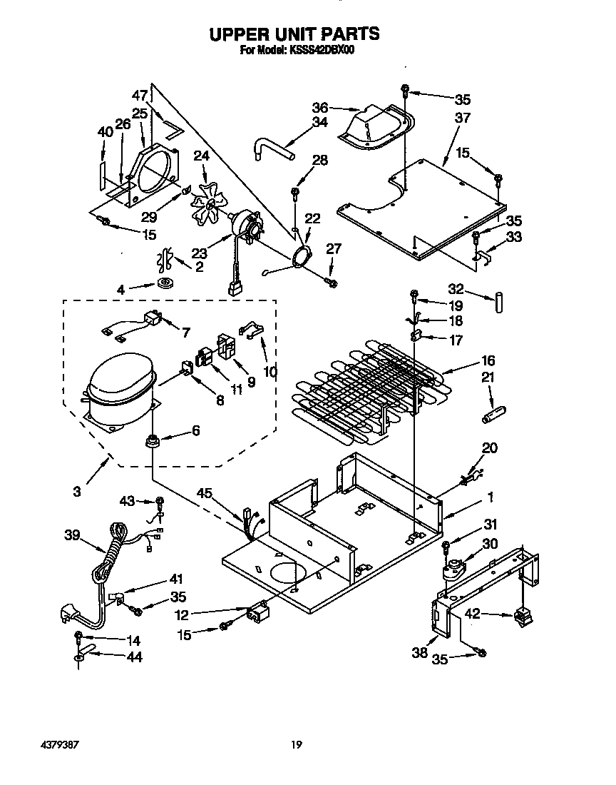 KitchenAid KSSS42DBX00 upper unit diagram