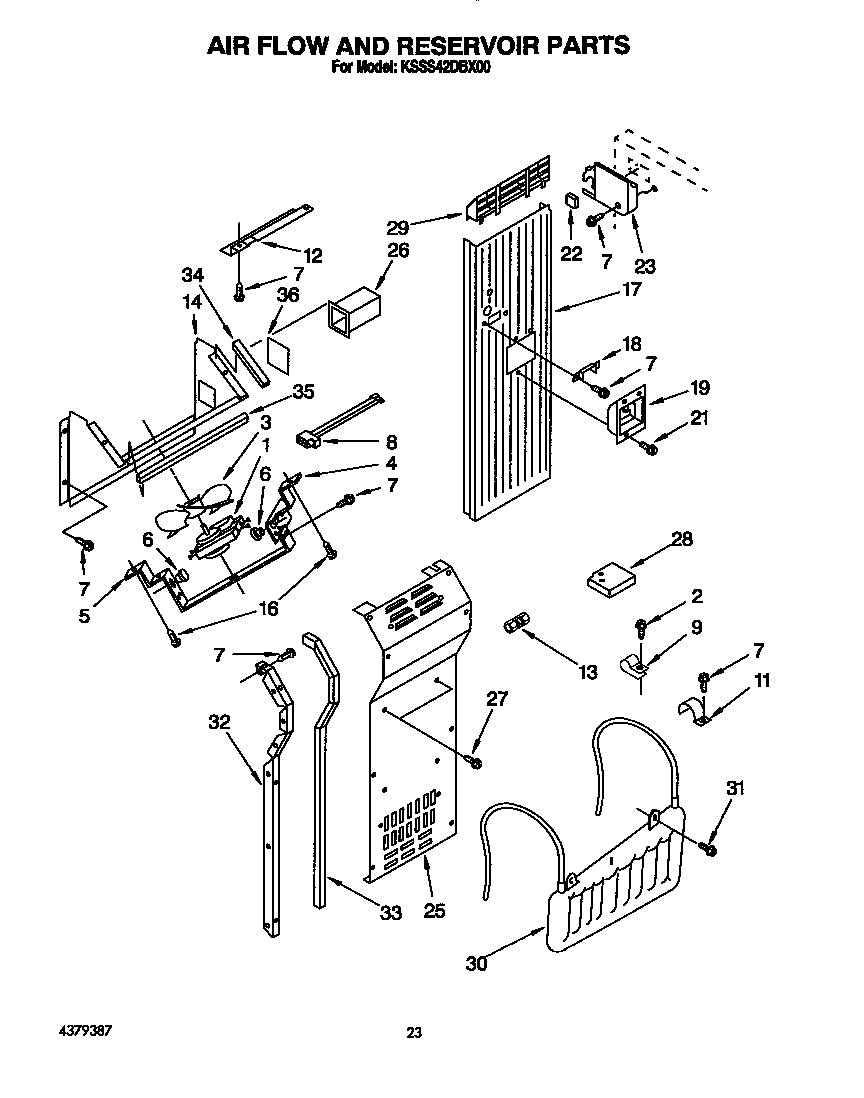 KitchenAid KSSS42DBX00 air flow and reservoir diagram
