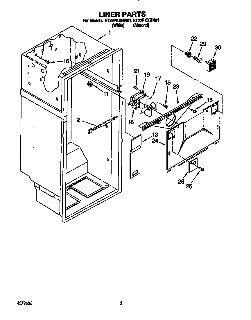 Whirlpool ET22PKXBW01 liner diagram