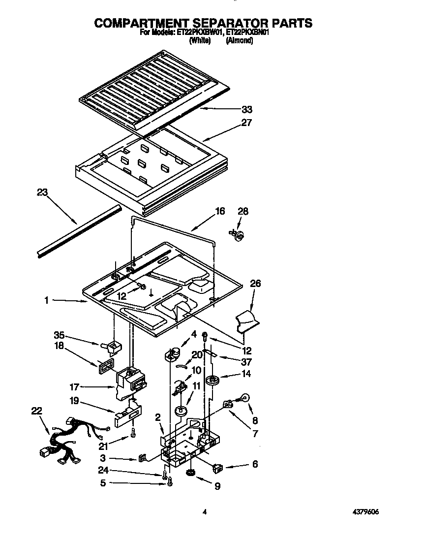 Whirlpool ET22PKXBW01 compartment separator diagram