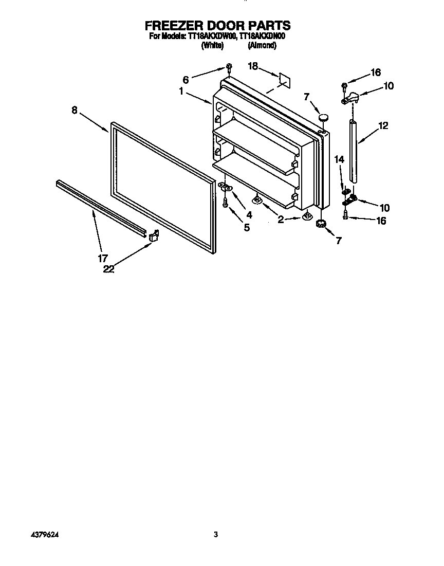 Estate TT18AKXDW00 freezer door diagram