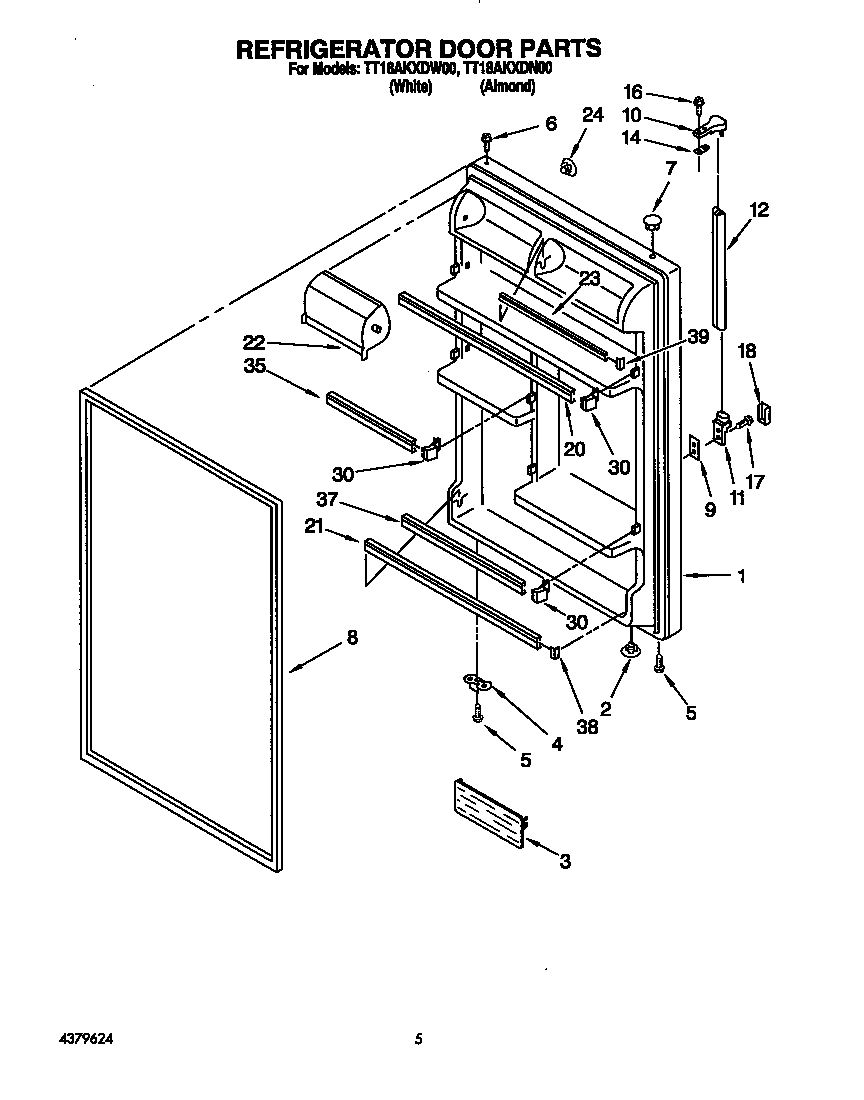 Estate TT18AKXDW00 refrigerator door diagram