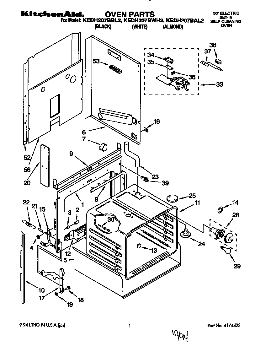 KitchenAid KEDH207BWH2 oven diagram