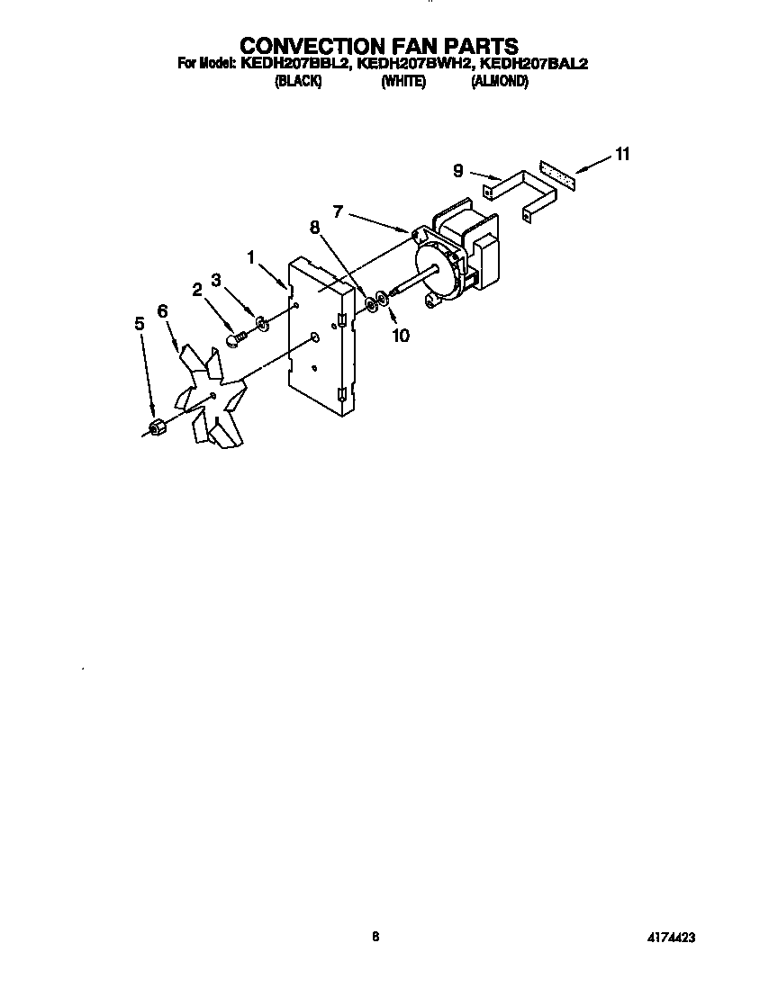 KitchenAid KEDH207BWH2 convection fan diagram
