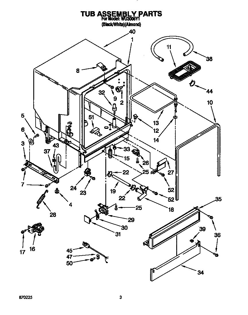 Roper WU3006Y1 tub assembly diagram