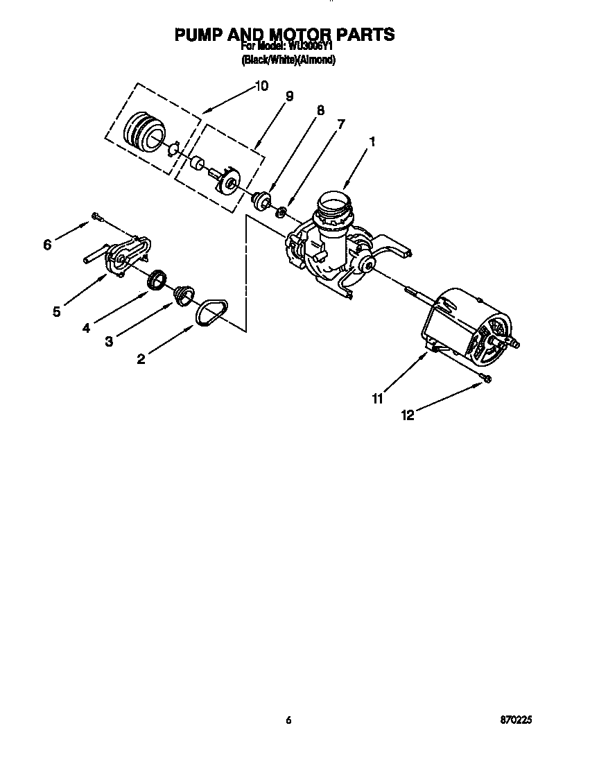 Roper WU3006Y1 pump and motor diagram