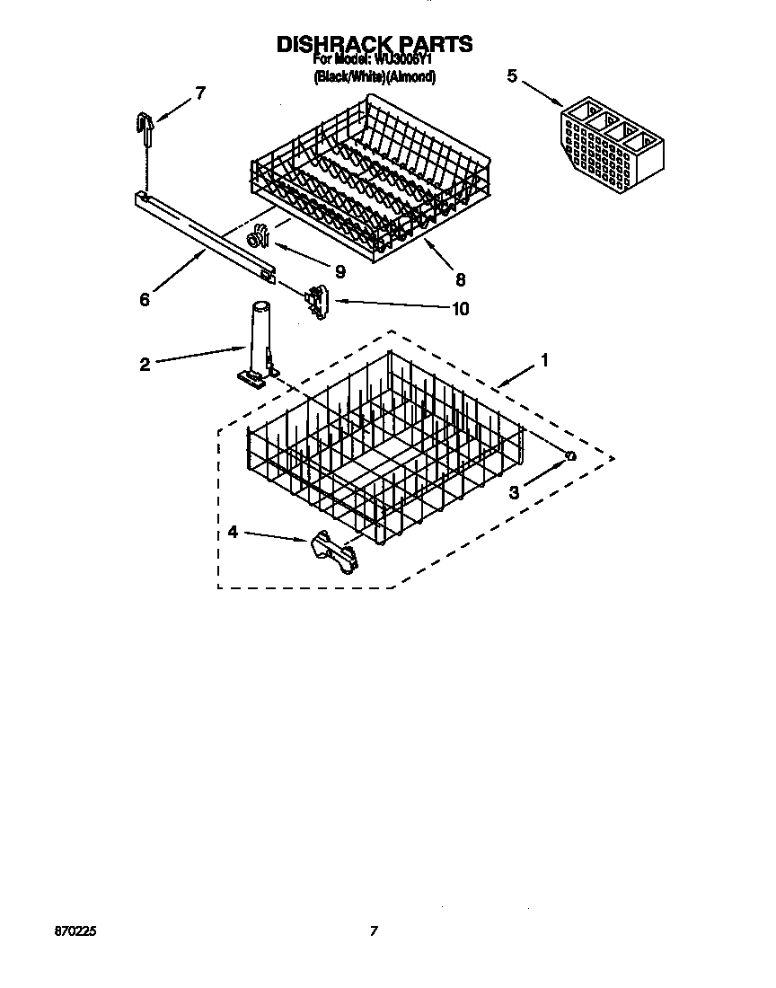 Roper WU3006Y1 dishrack diagram