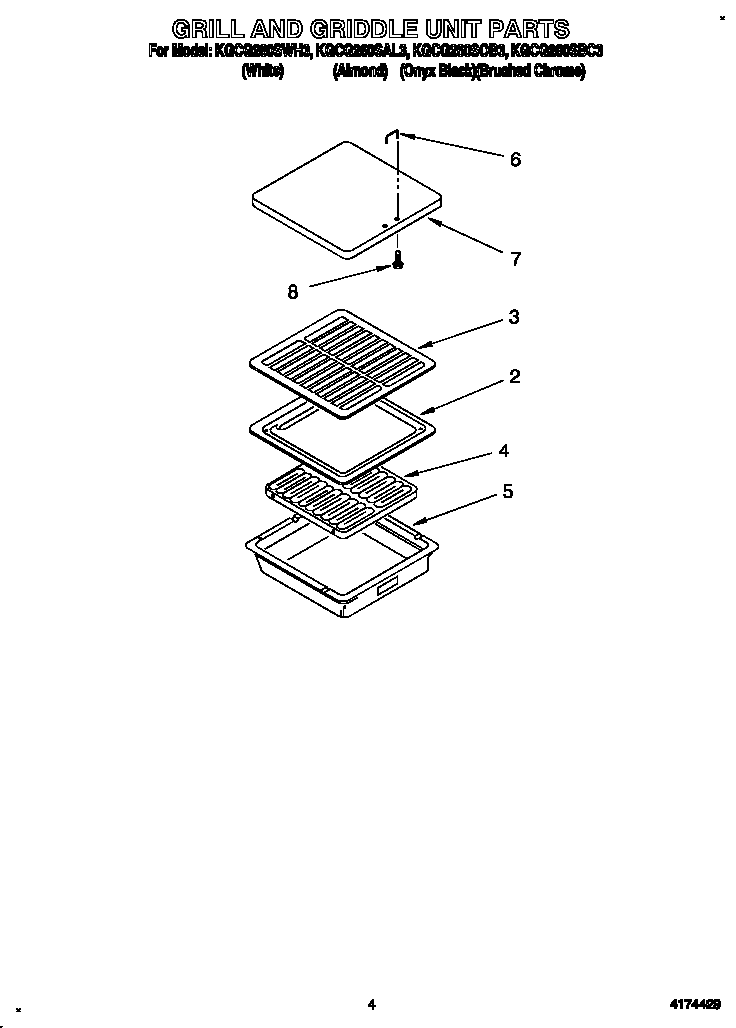 KitchenAid KGCG260SBC3 grill and griddle unit diagram