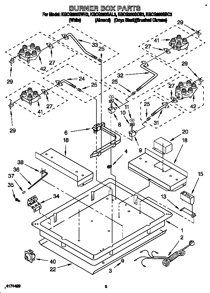 KitchenAid KGCG260SBC3 burner box diagram