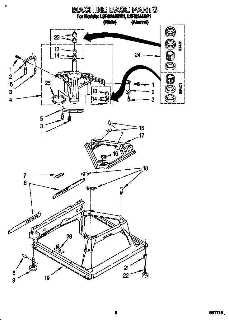 Whirlpool LSR8244BW1 machine base diagram