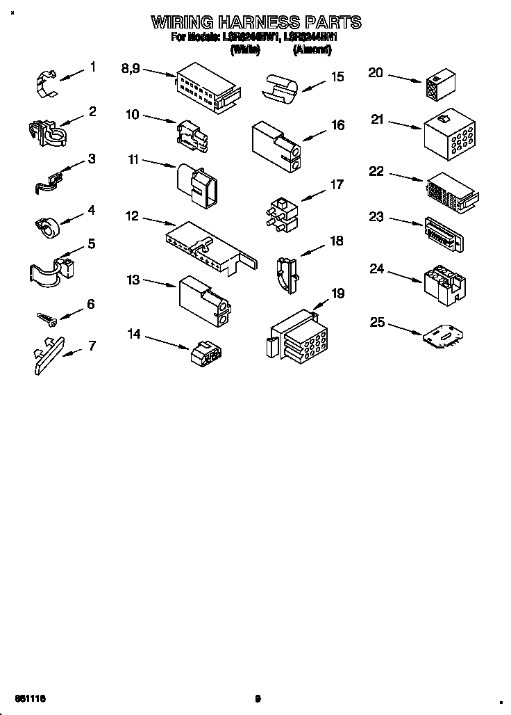 Whirlpool LSR8244BW1 wiring harness diagram