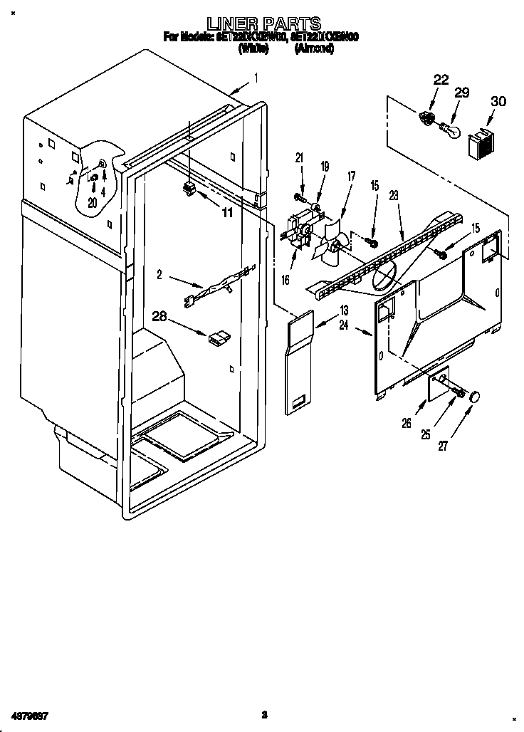 Whirlpool 8ET22DKXBN00 liner diagram