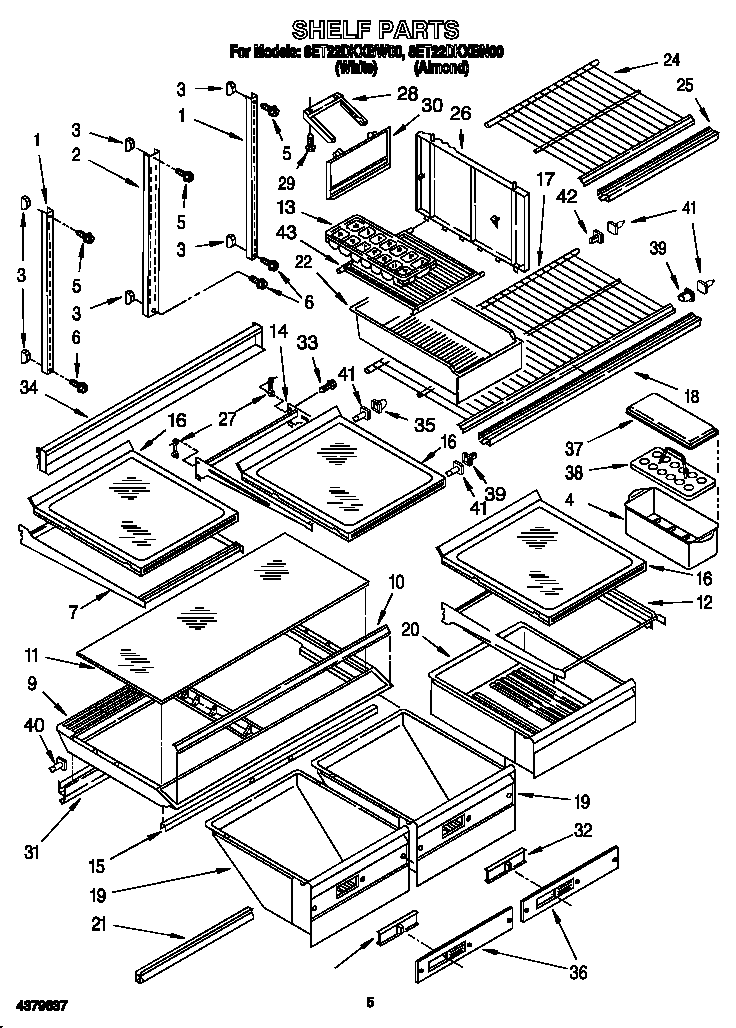 Whirlpool 8ET22DKXBN00 shelf diagram