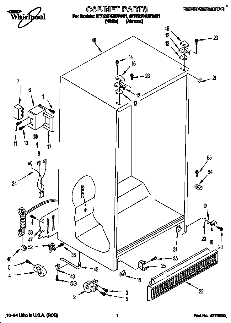 Whirlpool 3ED25DQXBW01 cabinet diagram