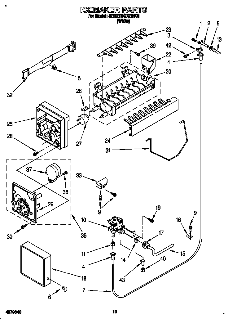Whirlpool 3ED27DQXBW01 icemaker diagram