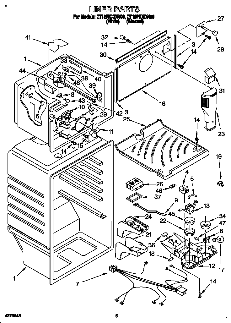 Whirlpool ET18PKXDN00 liner diagram
