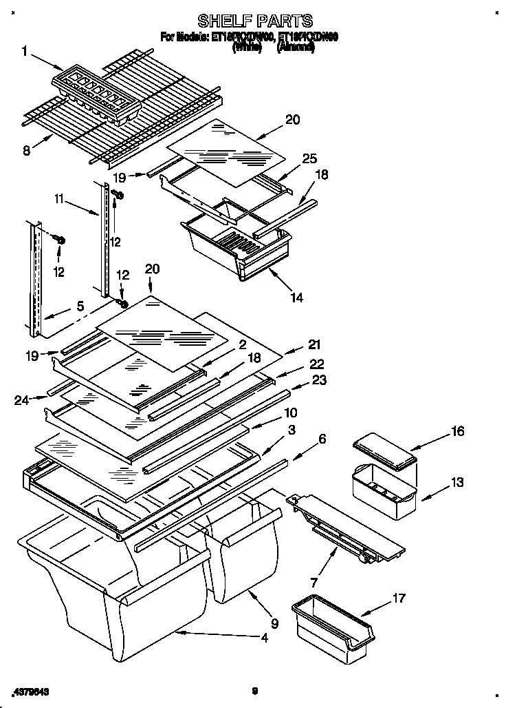 Whirlpool ET18PKXDN00 shelf diagram