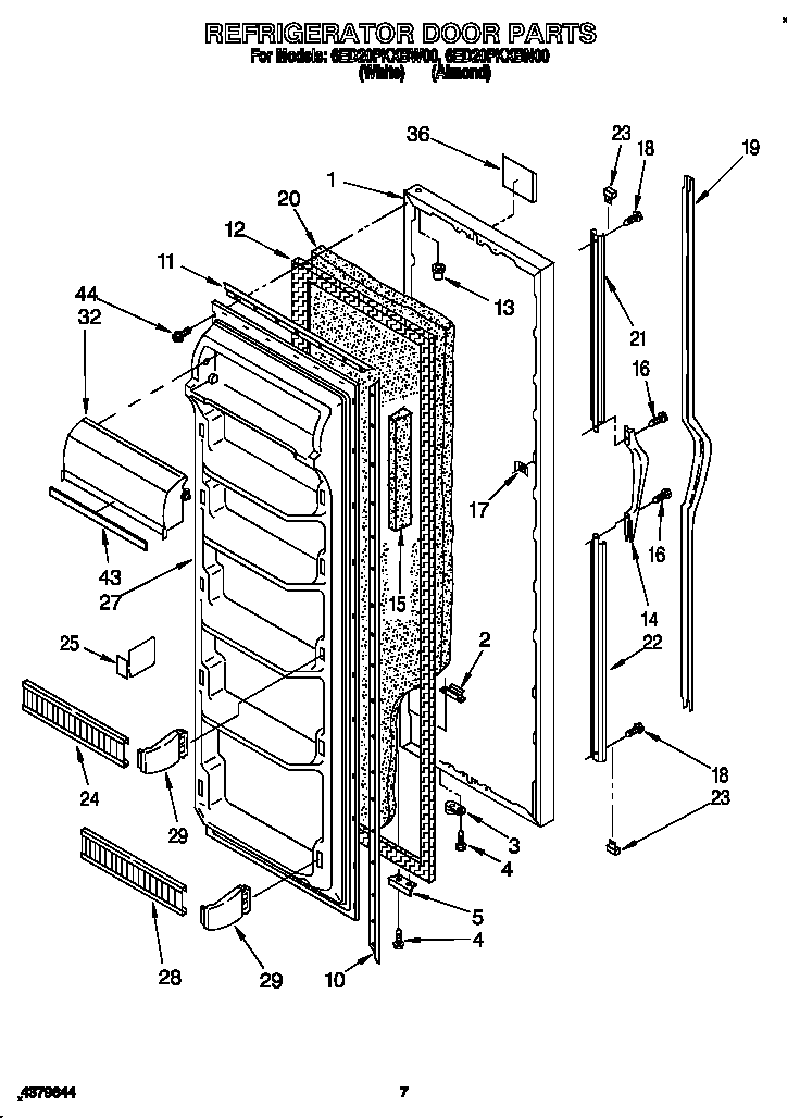 Whirlpool 6ED20PKXBN00 refrigerator door diagram