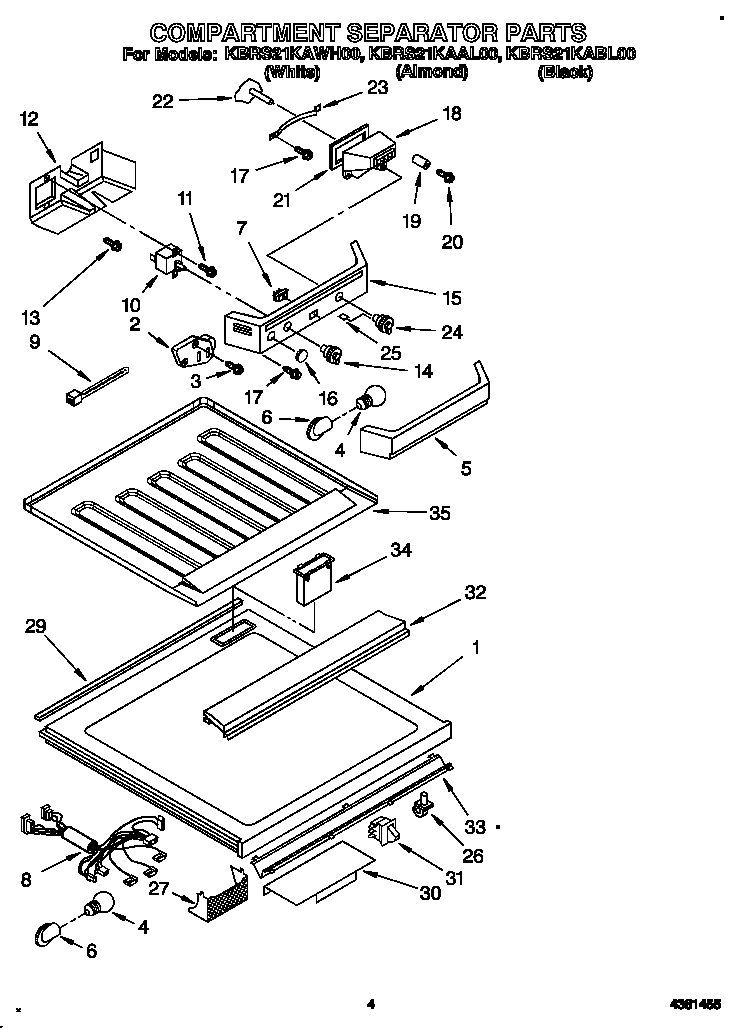 KitchenAid KBRS21KAWH00 compartment separator diagram