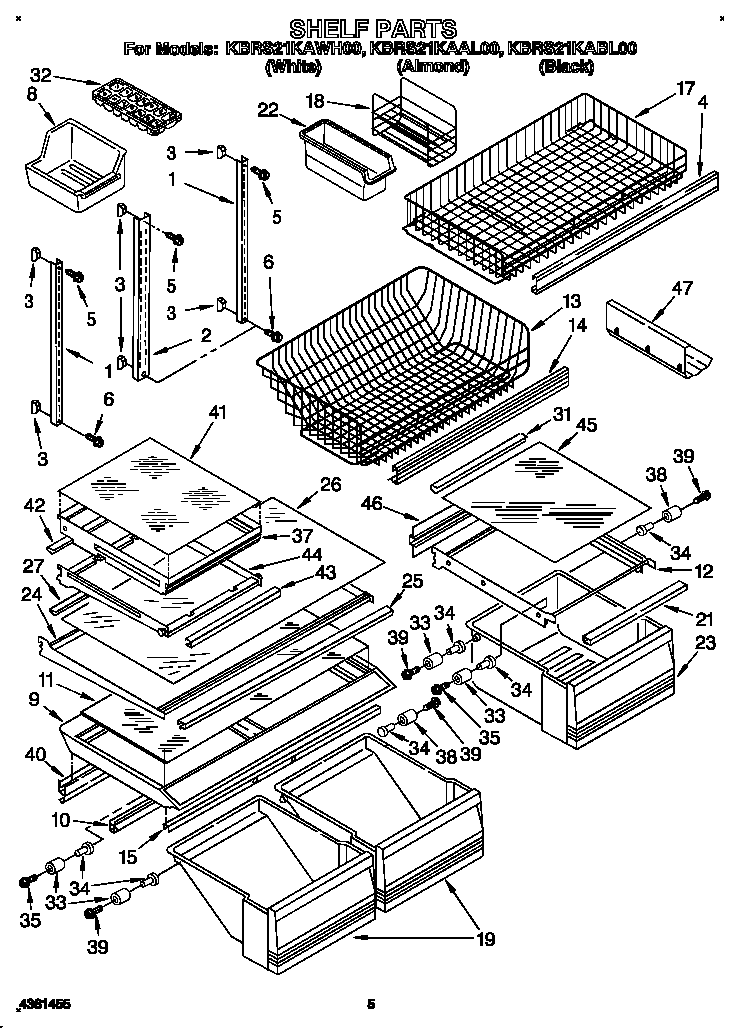 KitchenAid KBRS21KAWH00 shelf diagram