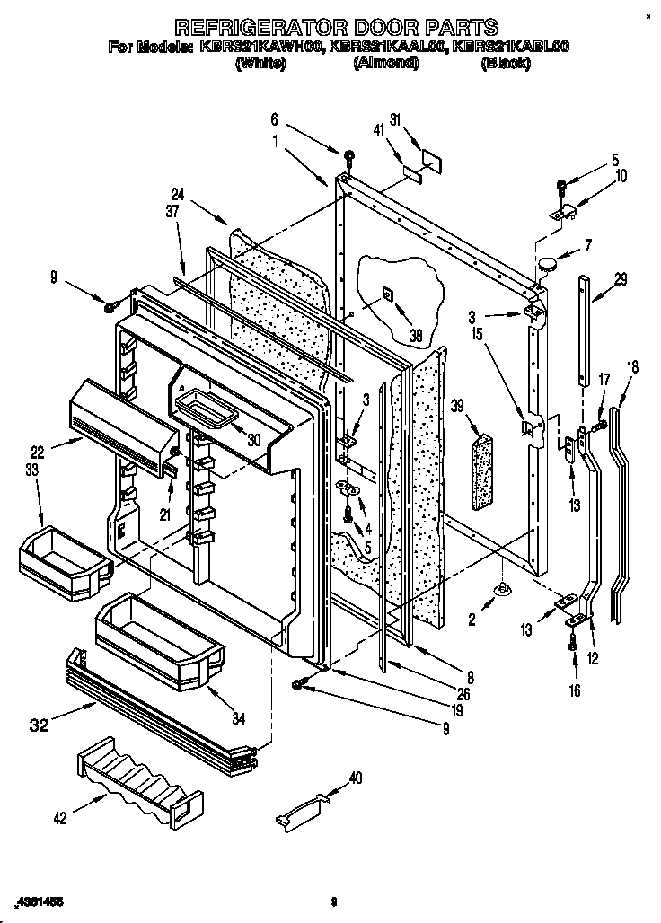 KitchenAid KBRS21KAWH00 refrigerator door diagram