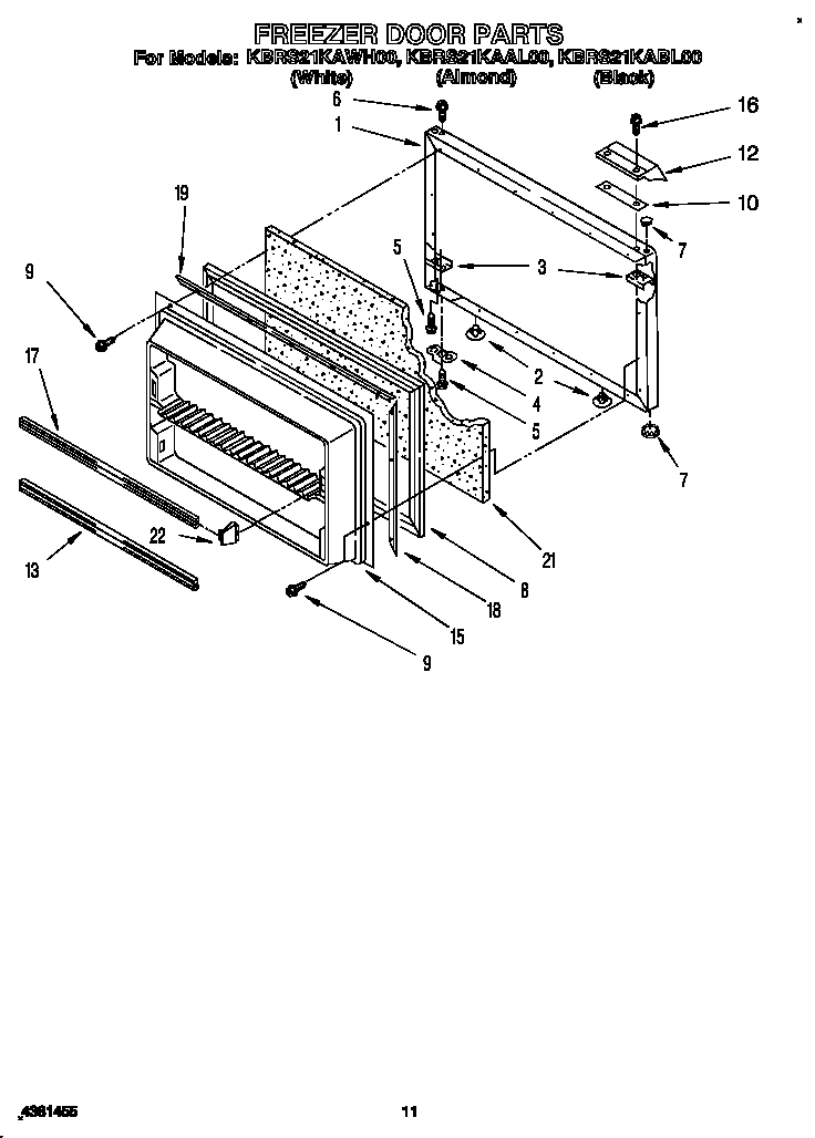 KitchenAid KBRS21KAWH00 freezer door diagram