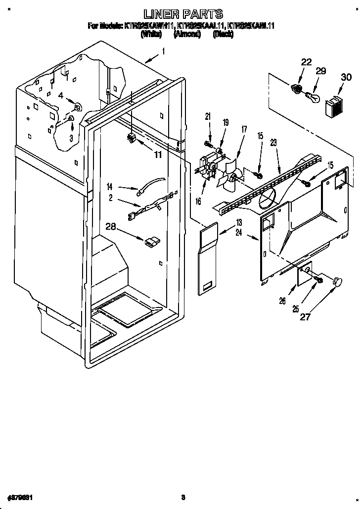 KitchenAid KTRS25KABL11 liner diagram