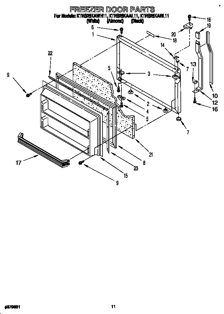 KitchenAid KTRS25KABL11 freezer door diagram