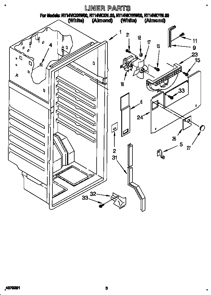 Roper RT14VKXBW00 liner diagram