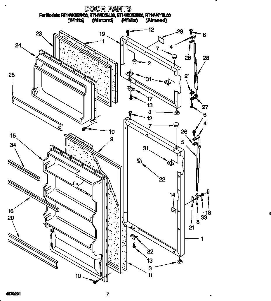 Roper RT14VKXBW00 door diagram