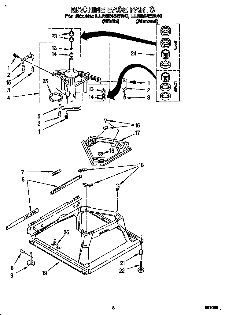 Whirlpool LLR8245BN0 machine base diagram