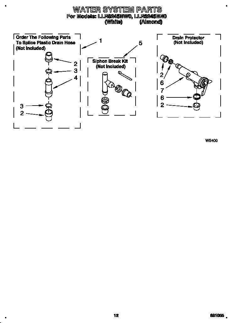 Whirlpool LLR8245BN0 water system diagram