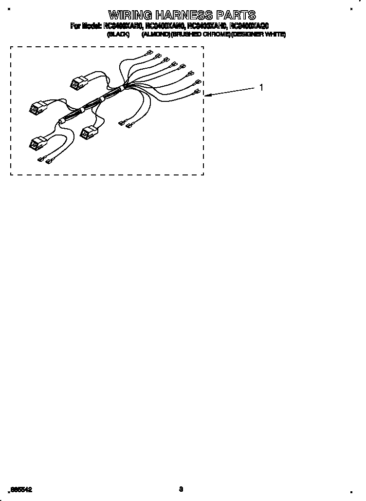Whirlpool RC8400XAQ0 wiring harness diagram